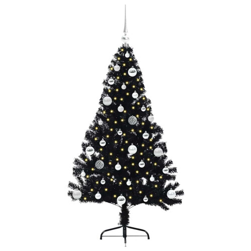 Berkfield Artificial Pre-lit Christmas Tree Black 150 cm PVC 2