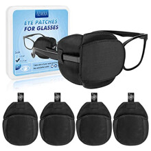 XLarge Silk Medical Eye Patch for Glasses, Comfortable Lazy Eye Treatment Set for Adults and Kids, 4 Pack Black