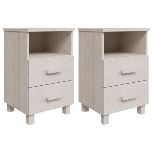 Berkfield Bedside Cabinets HAMAR 2 pcs White 40x35x62 cm Solid Wood 1