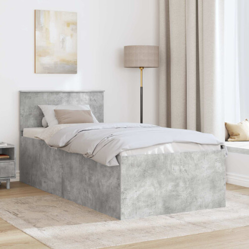 Berkfield Bed Frame Concrete Grey 75 x 190 cm Engineered Wood 2