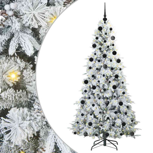 Berkfield Artificial Hinged Christmas Tree White 210 cm PE and PVC 1