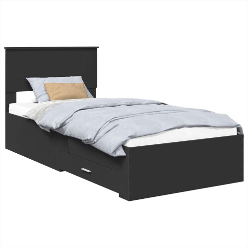 Berkfield Bed Frame Black and Silver 75 x 190 cm Engineered Wood 1