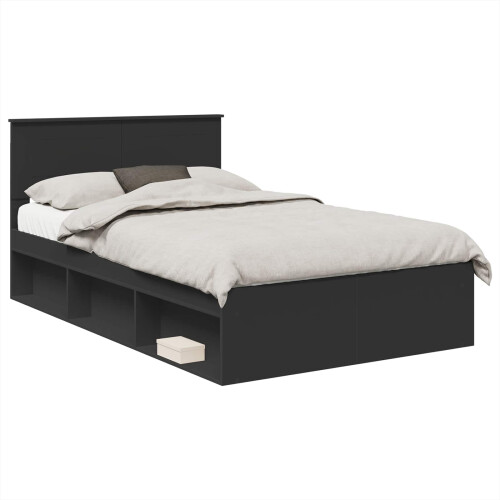 Berkfield Bed Frame with Headboard Black 135 x 190 cm Engineered wood 1
