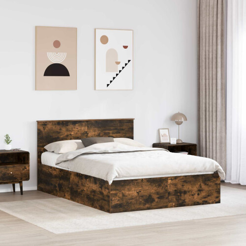 Berkfield Bed Frame Smoked Oak 150 x 200 cm Engineered Wood 2