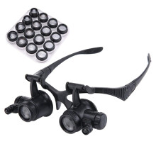 Head Mounted Magnifier with HD Dual Lens and Built‑in Light for Watch , Embroidery and Reading