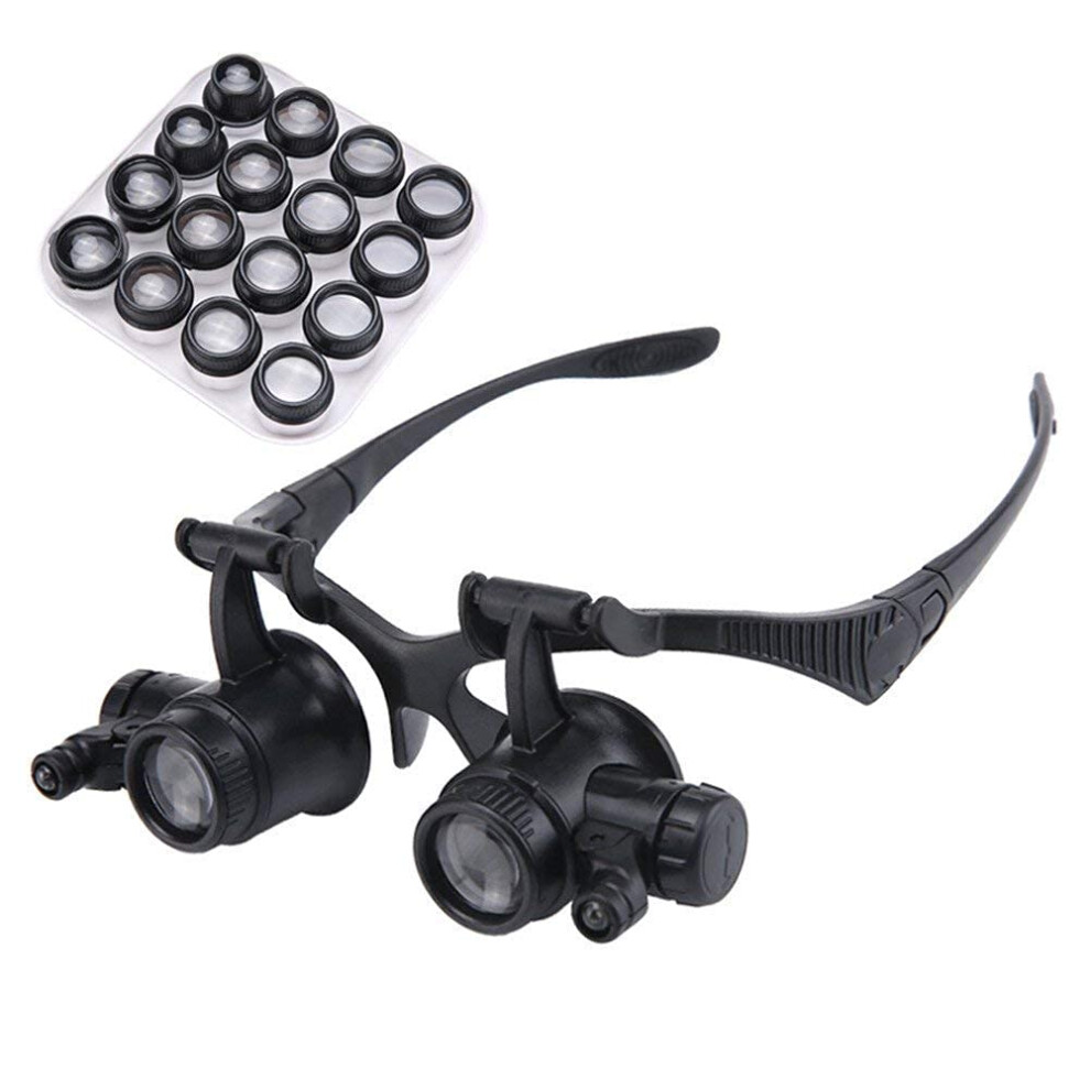 Light Head Mounted Magnifier With Hd Dual Lens And BuiltâIn For Watch Embroidery And Reading