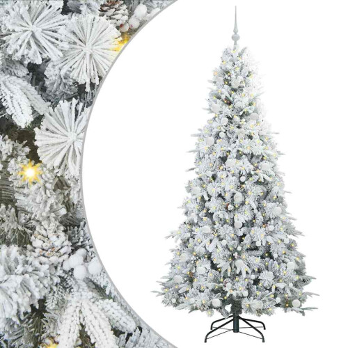 Berkfield Artificial Hinged Christmas Tree White 210 cm PE and PVC 1
