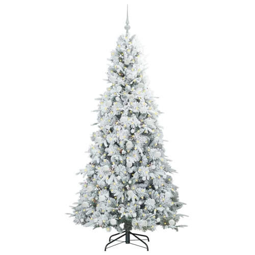 Berkfield Artificial Hinged Christmas Tree White 210 cm PE and PVC 2
