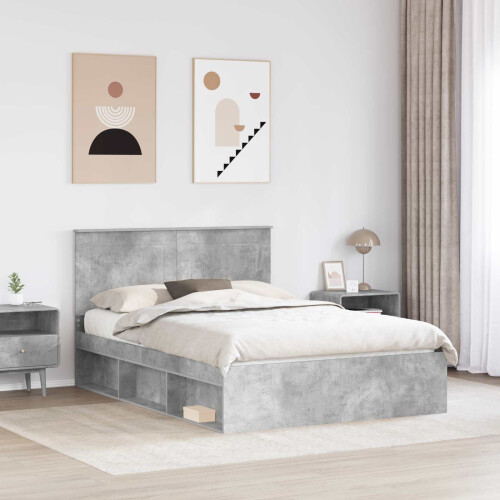 Berkfield Bed Frame Concerte Grey 150 x 200 cm Solid Pine Wood 2