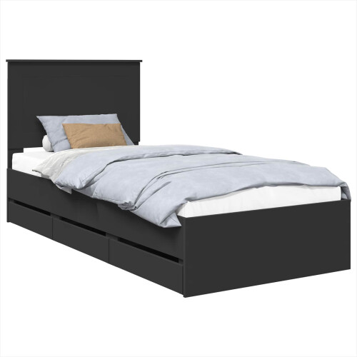 Berkfield Bed Frame with Drawer Black 75 x 190 cm Engineer Wood 1