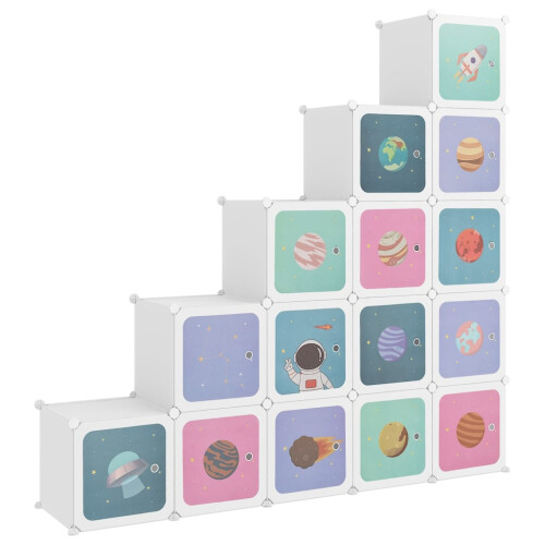 Berkfield Cube Storage Cabinet for Kids with 15 Cubes White PP 1