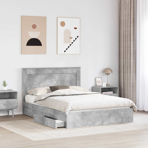 Berkfield Storage Bed Concrete Grey 150 x 200 cm Engineered Wood 2