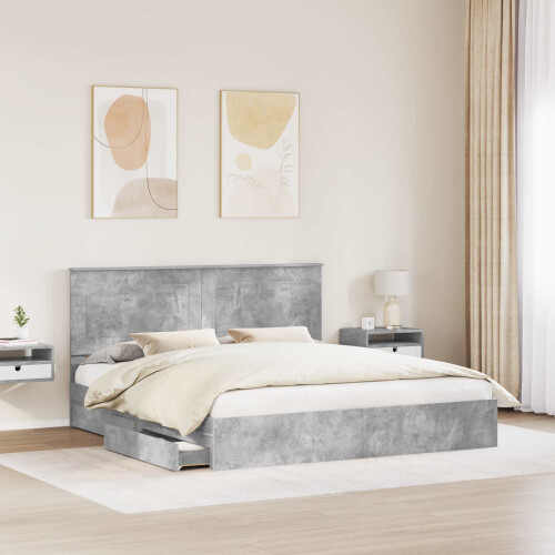 Berkfield Storage Bed Concrete Grey 200 x 200 cm Engineered Wood 2