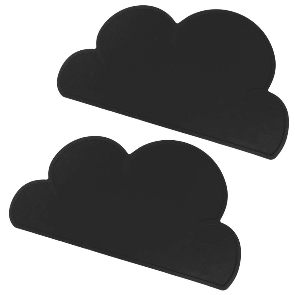 2pcs Silicone Placemat for Kids, Waterproof Heat Resistant Baby Feeding Mat with Cloud Design, Black