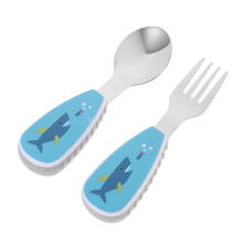 Baby Fork and Spoon Set with Animal Design, Lightweight Easy Grip Kids Training Utensils for Self Feeding