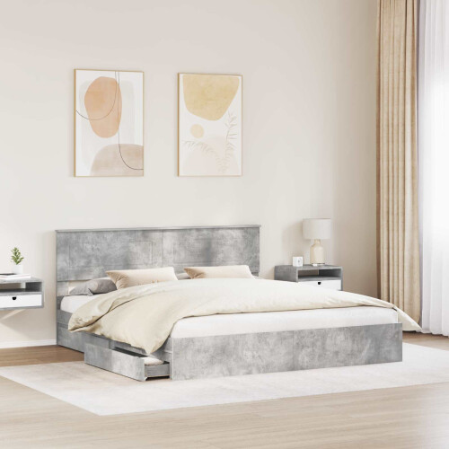 Berkfield Storage Bed Concrete Grey 200 x 200 cm Engineered Wood 2