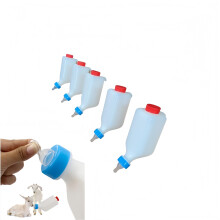 Goat Milk Feeding Bottle Set 5Pcs, Leakproof Soft Nipple, Easy Clean Wide Mouth for Baby Lambs Piglets Calves