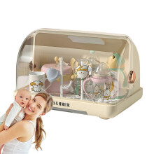2 in 1 Baby Bottle Drying Rack and Storage Box with Removable Water Tray, Compact Countertop Organizer