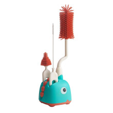 Silicone 4in1 Baby Bottle Cleaning Brush Set with Fast Drying Base and Gentle Bristles (Green)