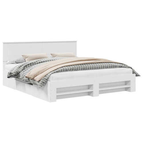 Berkfield Bed Frame with Headboard White 180 x 200 cm Engineered Wood 1