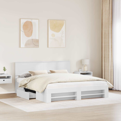 Berkfield Bed Frame with Headboard White 180 x 200 cm Engineered Wood 2