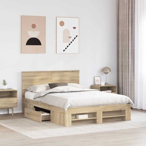 Berkfield Bed Frame Sonoma Oak 150 x 200 cm Engineered Wood 2