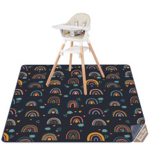 Chair Splash Mat 51x51 Inch Waterproof Easy Clean Baby Feeding Floor Mat Retro Rainbow AntiSlip