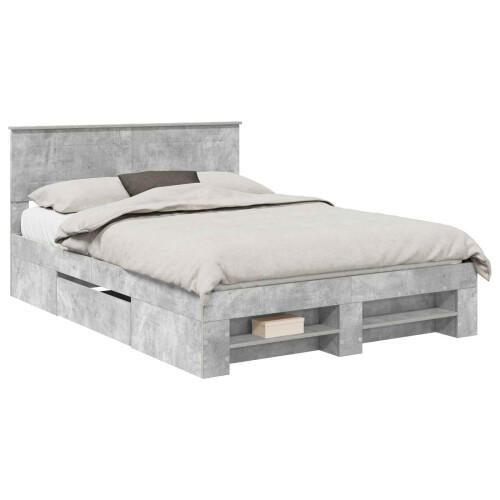 Berkfield Bed Frame Concrete Grey 150 x 200 cm Engineered Wood 1