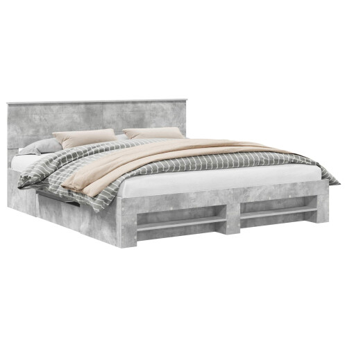 Berkfield Bed Frame Concrete Grey 200 x 200 cm Engineered Wood 1