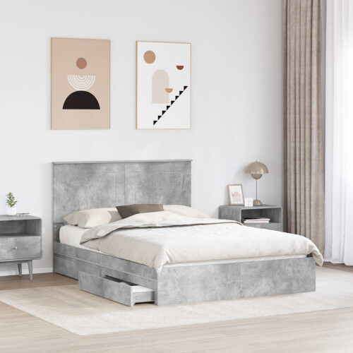 Berkfield Storage Bed Concrete Grey 150 x 200 cm Engineered Wood 2