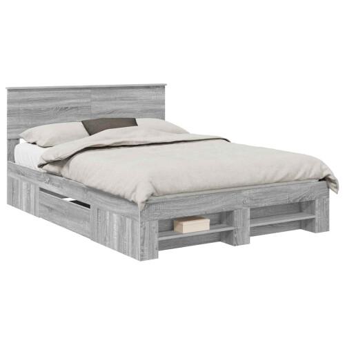 Berkfield Bed Frame Grey Sonoma 140 x 200 cm Engineered Wood 1