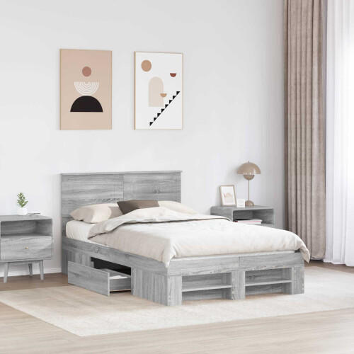 Berkfield Bed Frame Grey Sonoma 120 x 200 cm Engineered Wood 2