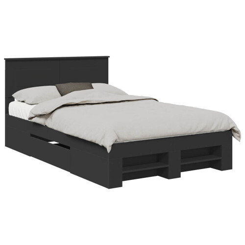 Berkfield Bed Frame with Headboard Black 137 x 203 cm Engineered Wood 1