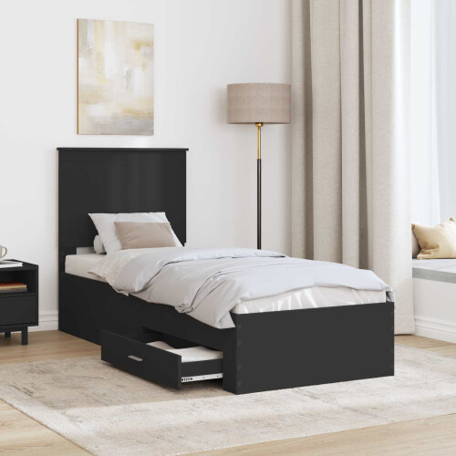 Berkfield Bed Frame Black and Silver 70 x 190 cm Engineered Wood 2