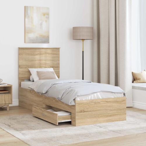 Berkfield Bed Frame Sonoma Oak and Silver 70 x 190 cm Engineered Wood 2