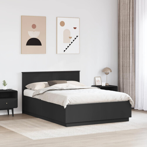 Berkfield Bed Frame with Headboard Black 150 x 200 cm Engineered Wood 2