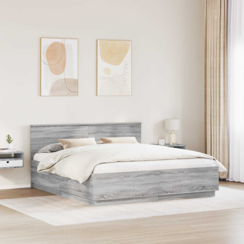 Berkfield Bed Frame Grey Sonoma 180 x 200 cm Engineered Wood 2