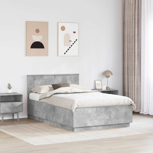 Berkfield Bed Frame Concrete Grey 120 x 190 cm Engineered Wood 2