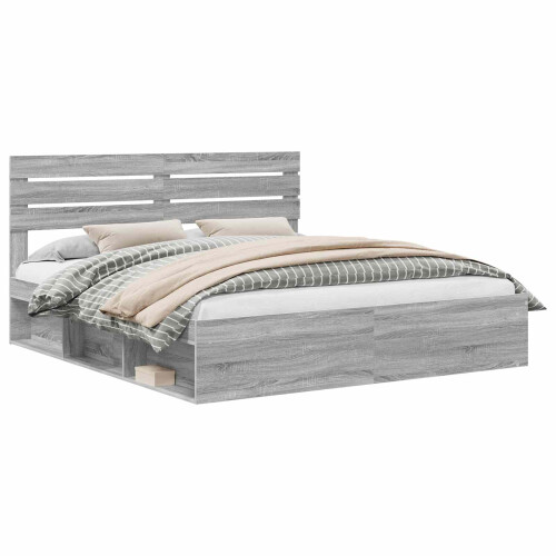 Berkfield Bed Frame Grey Sonoma 200 x 200 cm Solid Pine Wood 1