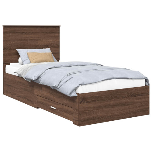 vidaXL Bed Frame Brown Oak and Silver 75 x 190 cm Engineered Wood 1