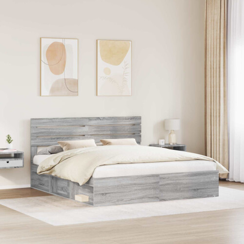 Berkfield Bed Frame Grey Sonoma 180 x 200 cm Solid Pine Wood 2