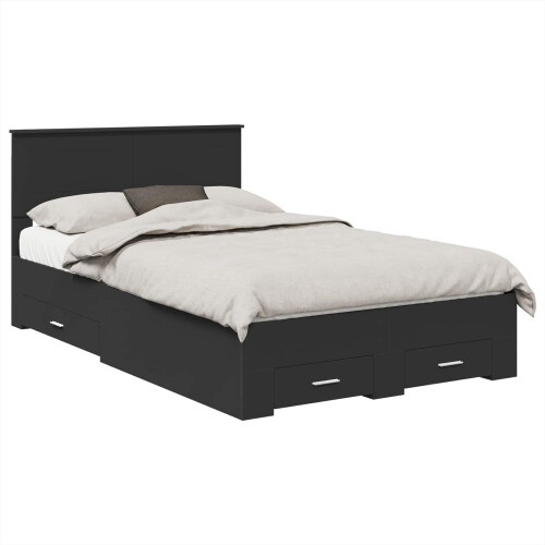 Berkfield Bed Frame with Headboard Black 135 x 190 cm Engineered Wood 1