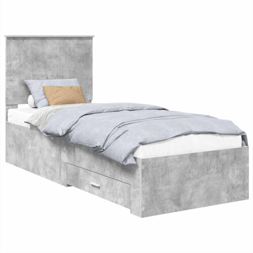 Berkfield Bed Frame Concrete Grey and Silver 70 x 190 cm Engineered Wood 1