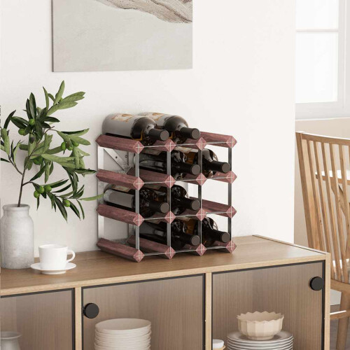 Berkfield Wine Rack for 12 Bottles Brown Solid Wood Pine 2