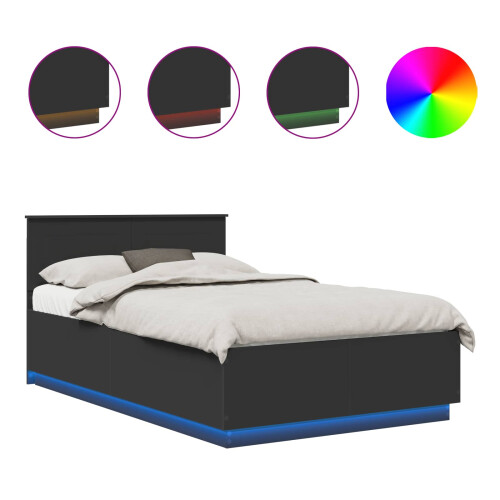 Berkfield Bed Frame with Headboard Black 120 x 190 cm Engineered Wood 1