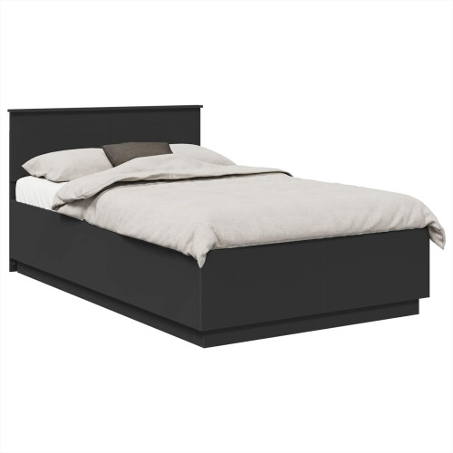 Berkfield Bed Frame with Headboard Black 120 x 190 cm Engineered Wood 2