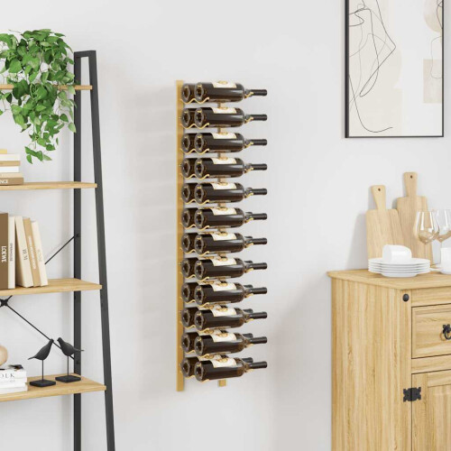 Berkfield Wall Mounted Wine Rack for 24 Bottles Gold Iron 2