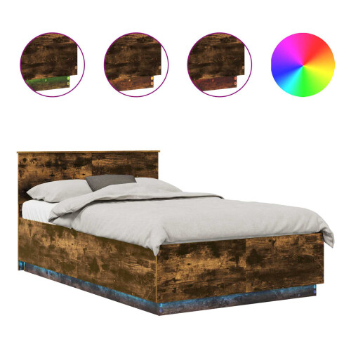 Berkfield Bed Frame Smoked Oak 135 x 190 cm Engineered Wood 1