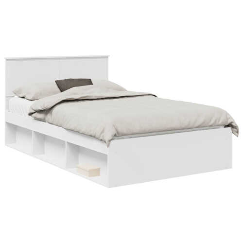 Berkfield Bed Frame with Headboard White 120 x 190 cm Solid Pine Wood 1