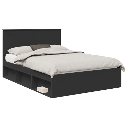Berkfield Bed Frame with Headboard Black 150 x 200 cm Solid Pine Wood 1